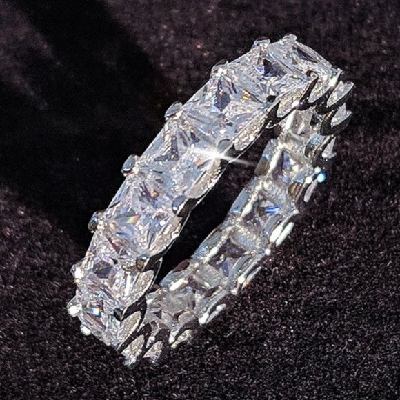 *NEW*Eternity 18K White Gold Square Diamond Ring - Picture 2 of 8